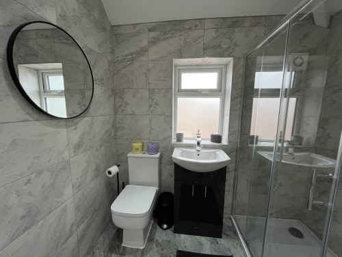 Bathroom - Wash basin, Toilet and Walk-in shower