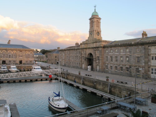harbor and clock tower