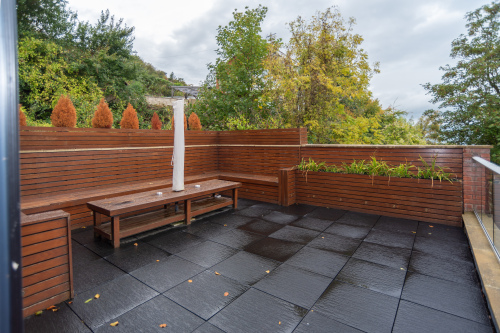 Private balcony with comfortable seating and peaceful sea views.