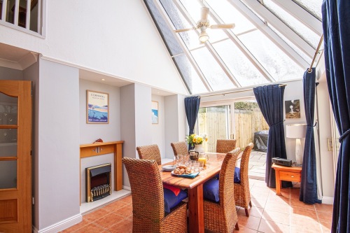Orangery style roof gives a new slant to the dining room
