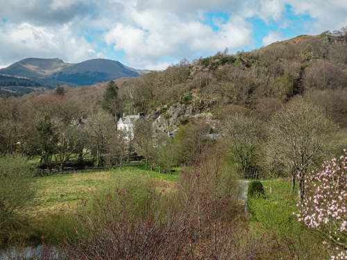 View from the hotel of the village and the 'sleeping lady' mountain