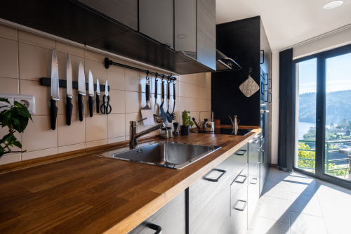 Modern, fully equipped kitchen with a wonderful view.