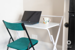 Folding desk and chair for those needing to work