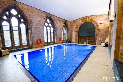 Gorgeous indoor pool in the former chapel