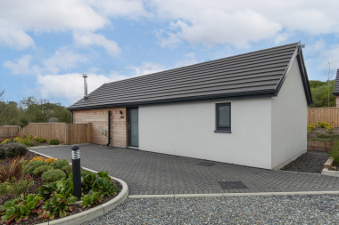 View of the cottage and parking area