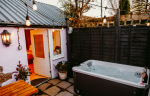back garden with hot tub