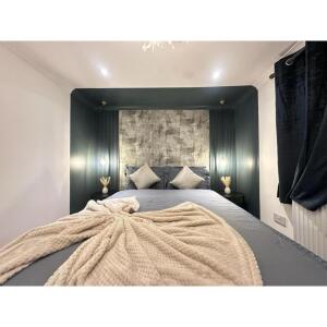 This photo represents the bedroom inside of the flat. 