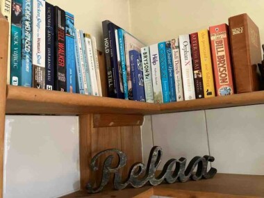 Original bookshelves from previous life as our kitchen. 