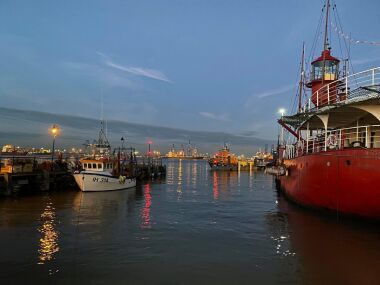 Harwich Old Port harbour 2 minutes walk from The Wellie Stern