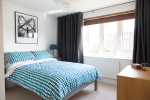 The Master Bedroom - We've created a lovely, sophiticated theme in here for you to enjoy. Floor to ceiling blackout curtains will keep the room pitch black so you will never be kept awake by any outside lights,