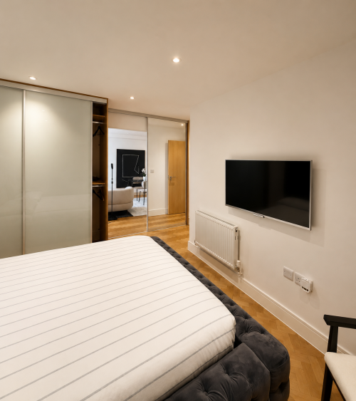 Sink into a luxurious king-size bed with premium bedding, designed to give you the perfect night’s sleep in total comfort and style.