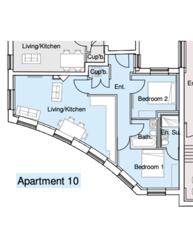 floor plan to show layout in blue