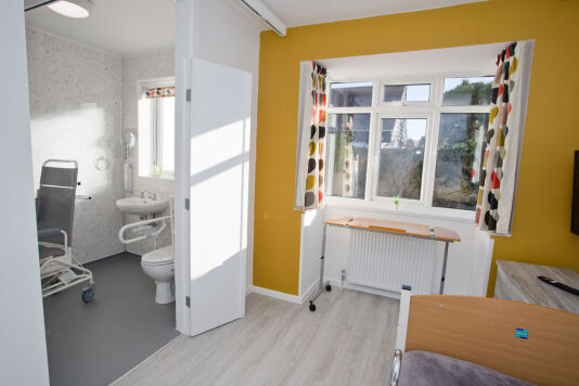 wide door to bathroom