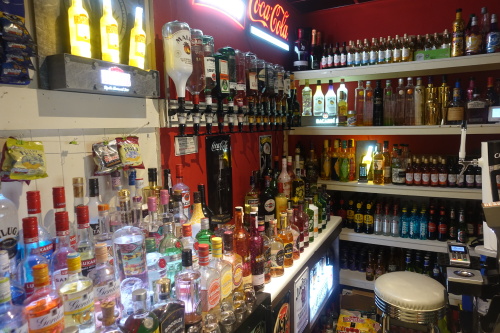 Large selection of drinks on the late bar