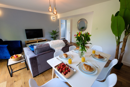 The comfortable living/dining area.