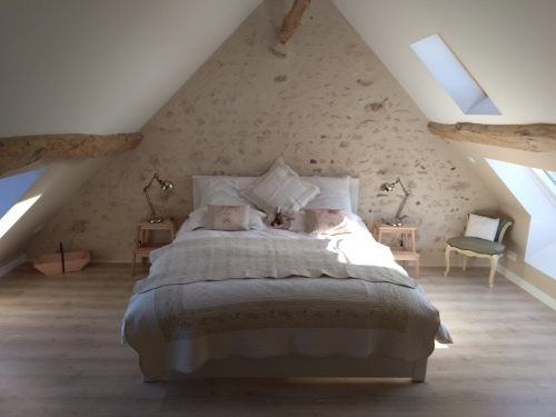 First floor guest bedroom (Belle Vue), en-suite with views over the surrounding Loire Valley fields...