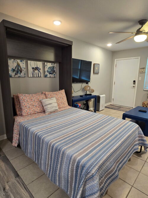Queen murphy bed in living room 