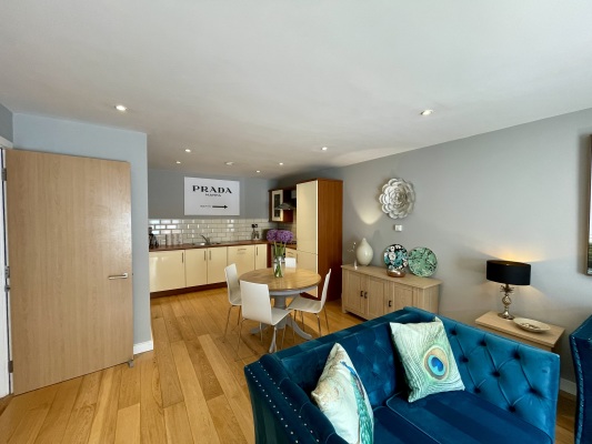 Open plan contemporary living dining space