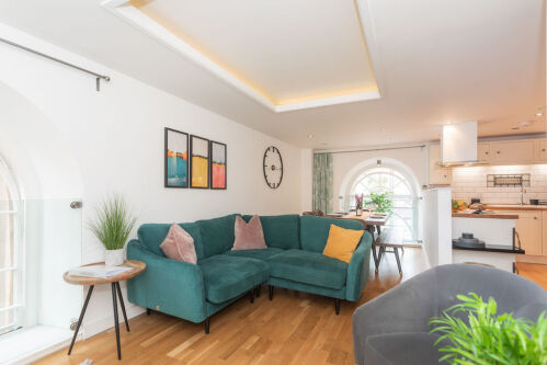 Panda Sanctuaries, Kensington Chapel Apartment  - open plan living room, kitchen, dining 