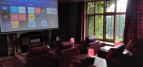 10ft screen Cinema and comfortable chairs