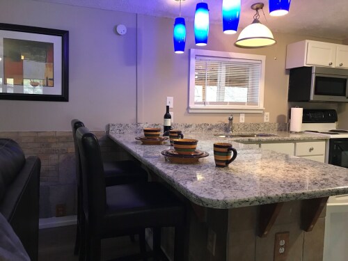 Kitchen with granite countertops