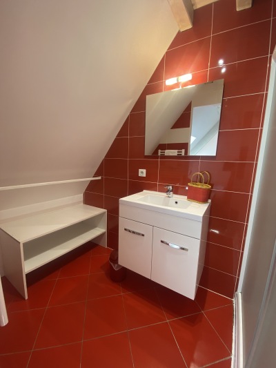 salle de bains rouge