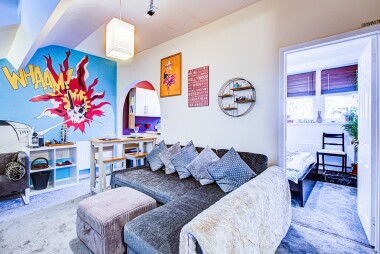 Large comfortable sofa converts to bed