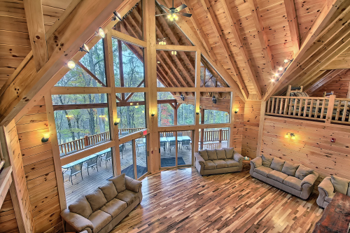 Full View Glass Windows, Majestic Oaks Lodge, from Open Loft, facing SE