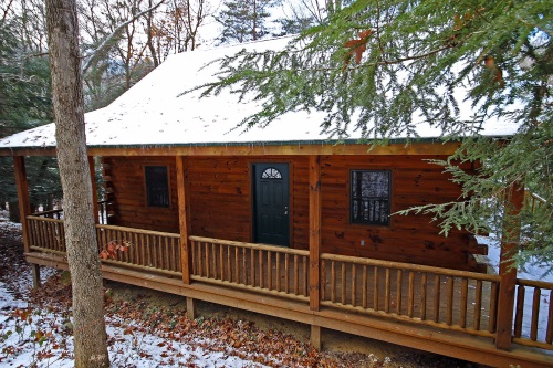 Front of Leaning Tree cabin