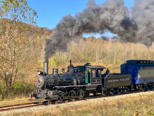 The Hocking Valley Scenic Railway in Nelsonville. Take a train ride to Logan!