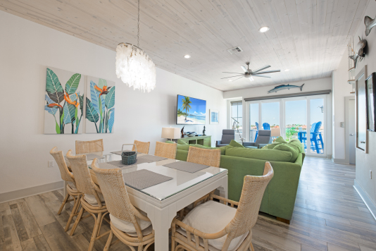 dining table for 8, we also have 5 barstools at the peninsula