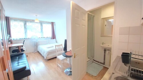 Studio Nr1 view from entrance with bath door open