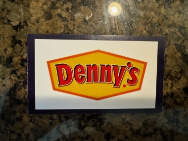 One FREE breakfast to Denny's. Compliments of the Hotel