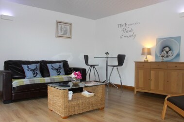 Cosey summerhouse interior with TV