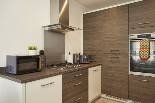 Stylish kitchen featuring modern appliances.