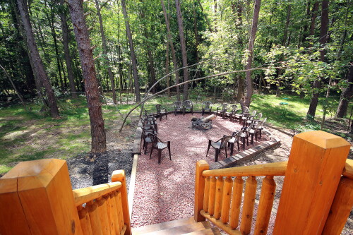 Looking down at Fire Pit area, from Front Porch Steps