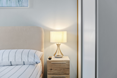 Comfortable bedding and lighting 