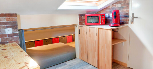 View of living room and bedroom