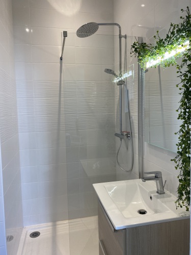 vasque et grande douche à l'italienne