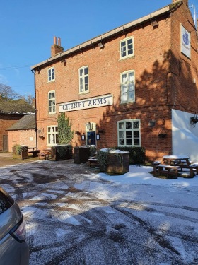 The Cheney Arms in winter snow