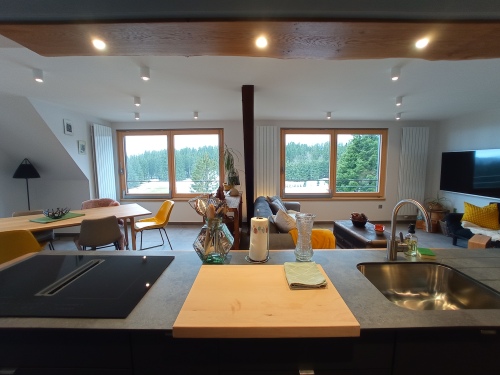 Vue de la cuisine ouverte gîte 2