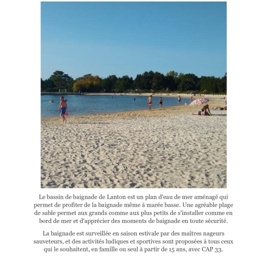 Bassin de baignade à 5 mn en voiture (toujours de l'eau même à marée basse)