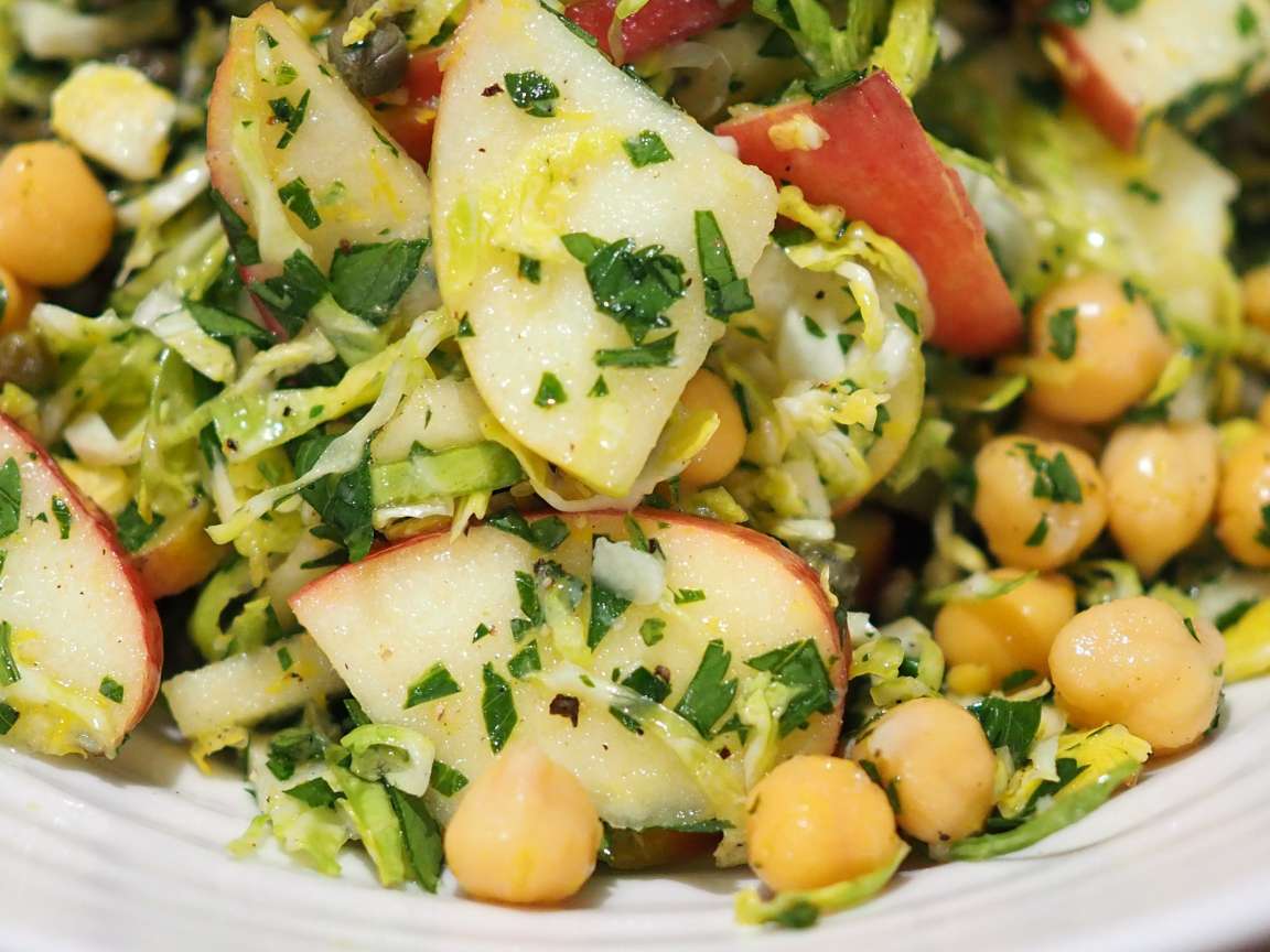 Brussels Sprout, Apple and Chickpea Salad