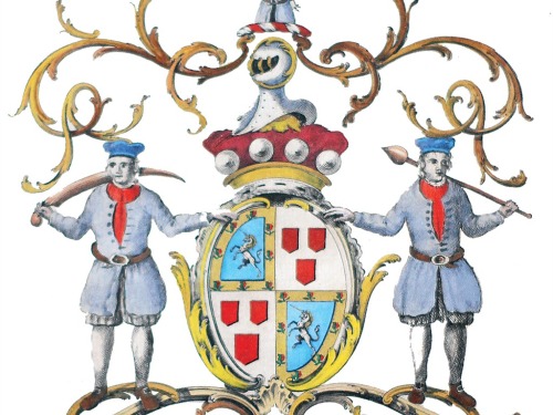 The arms of the present custodians of Bickleigh Castle 
