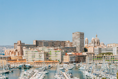 Vue sur le Vieux-Port et sur la Cathédrale La Major