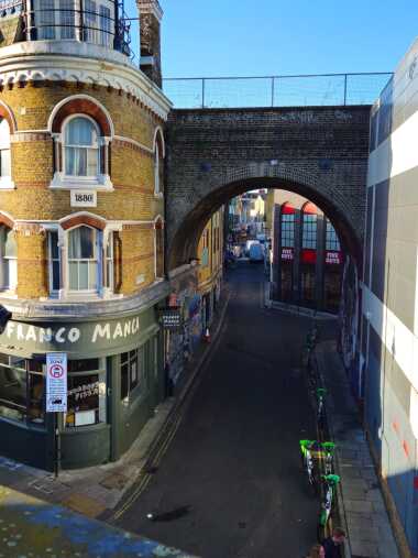 in front of the station