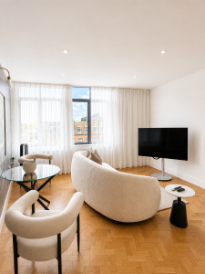 A beautifully designed and comfortable living area featuring a plush sofa, Netflix, Sky Sports, and Sky Movies — offering fantastic entertainment and the perfect space to relax, unwind, and enjoy your favourite shows, films, and live sport.