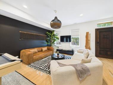 A moody yet inviting space, perfect for connecting after a day in the city.