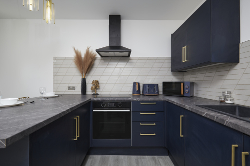 Modern kitchen space perfect for preparing home-cooked meals.