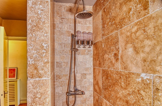 Overhead Shower in Bathroom